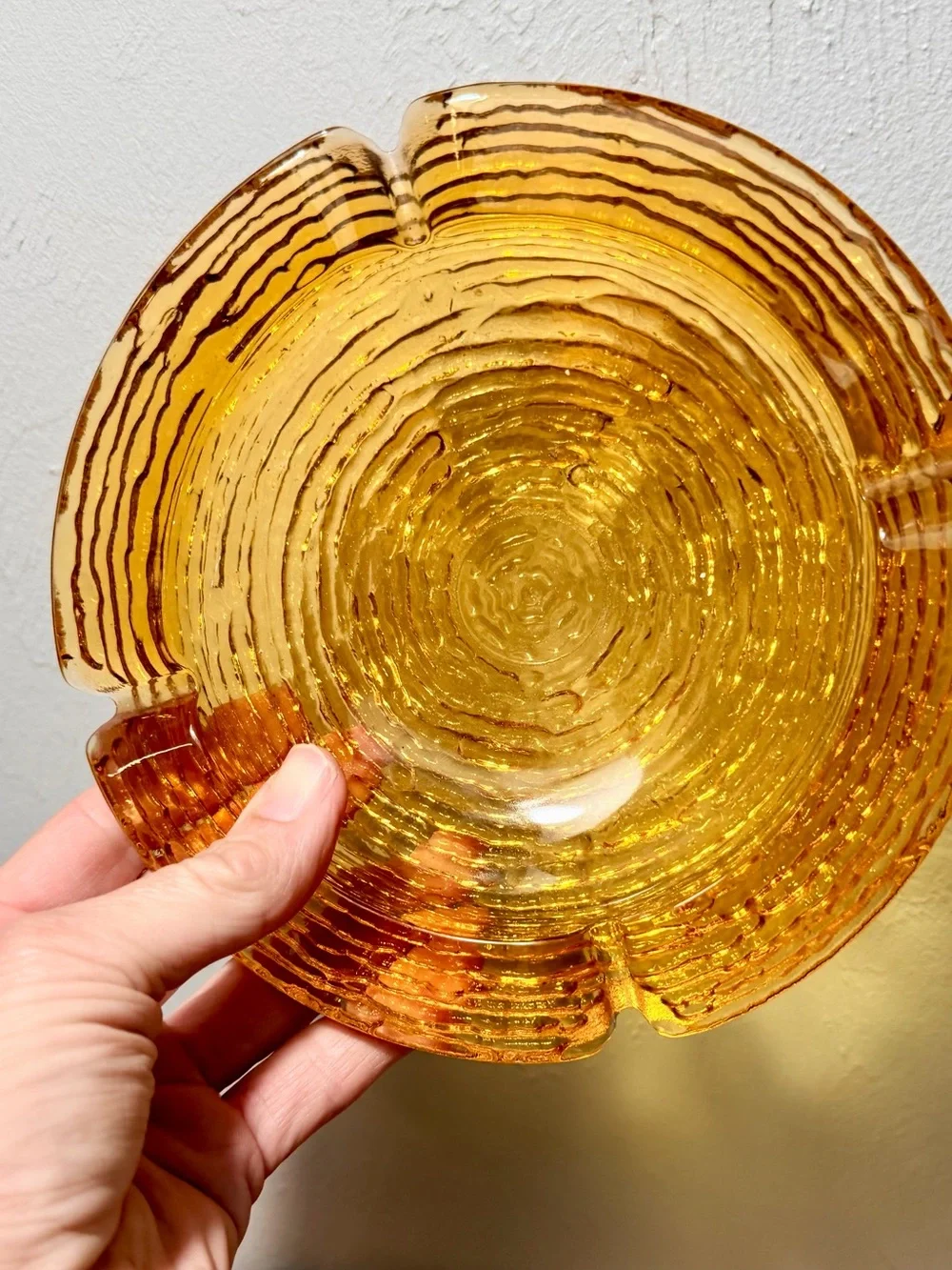 1970s Amber Glass Nesting Ashtray Set - 3 Vintage Style Trays